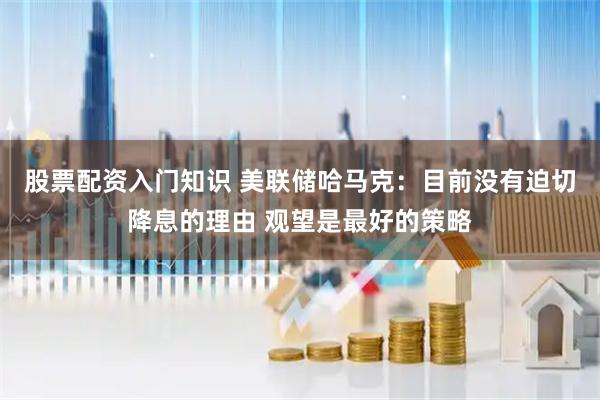 股票配资入门知识 美联储哈马克：目前没有迫切降息的理由 观望是最好的策略