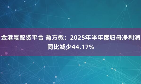 金港赢配资平台 盈方微：2025年半年度归母净利润同比减少44.17%